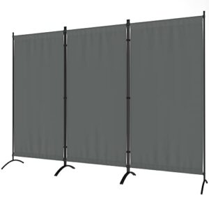 morngardo room divider folding privacy screens 3 panel partitions dividers portable separating for home office bedroom dorm decor (grey)