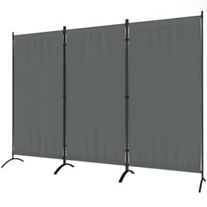 Morngardo Room Divider Folding Privacy Screens 3 Panel Partitions Dividers Portable Separating for Home Office Bedroom Dorm Decor (Grey)