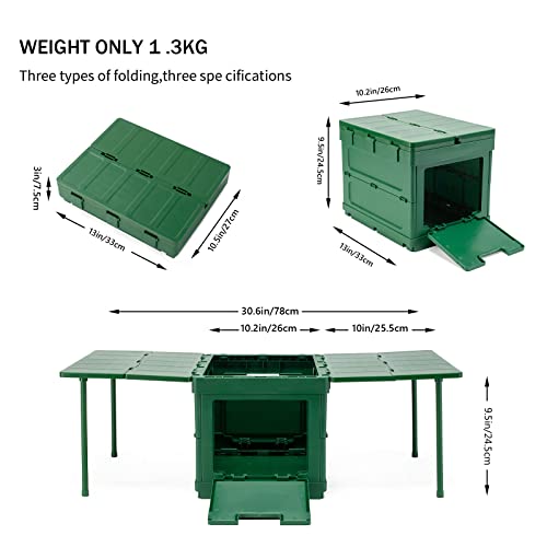 kooldaiwangwang Folding Storage Box on-Board Storage Box Outdoor Camping Storage Box Stackable Finishing Box at Home (Green)