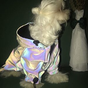Dog Winter Clothes Dog Reflective Hoodie Pet Raincoat Waterproof Dazzling Jacket Thickened Autumn Winter Padded Jacket and Reflective Warm Sweater Color Changed Pet Pet Clothes for Medium Dogs Boys