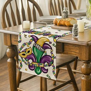 Artoid Mode Irises Carnival Mardi Gras Table Runner, Seasonal Kitchen Dining Table Decoration for Indoor Party Home 13x72 Inch…