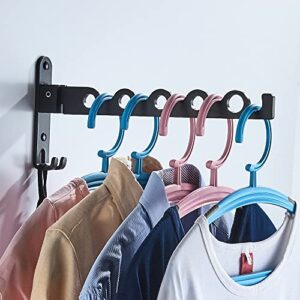Gnimauhz Small Wall Clothes Rail, Aluminium Foldable Drying Rack Hook 90° Rotation Coat Hanger for Laundry Bathroom Balcony (1ps Black Fixed Seat)