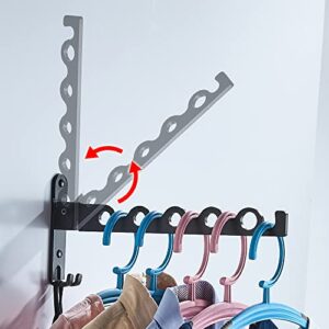 Gnimauhz Small Wall Clothes Rail, Aluminium Foldable Drying Rack Hook 90° Rotation Coat Hanger for Laundry Bathroom Balcony (1ps Black Fixed Seat)