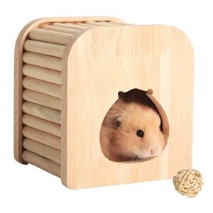 mpmlmf hamster sleeping house hideout& hamster wood, hamster toys with climbing ladder, hamster accessories for hamsters gerbils hedgehog or similar-sized pets (rectangle—shaped)