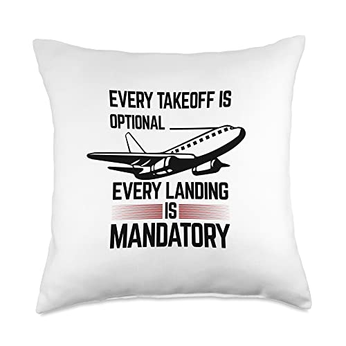 VG Designs Pilot Quote Airplane Every Takeoff is Optional Throw Pillow, 18x18, Multicolor