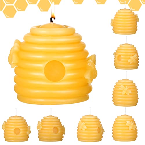 8 Pieces Beeswax Beehive Candle Set Bee Shaped Votive Candles Honeycomb Bee Baby Shower Party Favors Home Decoration Bee Themed Gifts