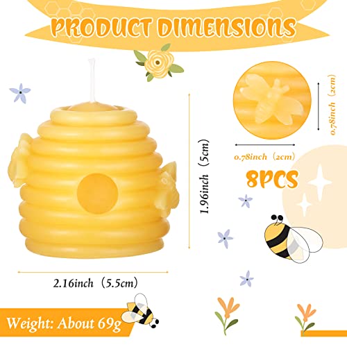 8 Pieces Beeswax Beehive Candle Set Bee Shaped Votive Candles Honeycomb Bee Baby Shower Party Favors Home Decoration Bee Themed Gifts
