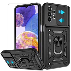 ATUMP Samsung A23 Case, Galaxy A23 5G/4G Case with HD Screen Protector, Heavy Duty Shockproof Protective Case with Magnetic Car Mount Ring Stand [Military Grade] Protective Case, Black