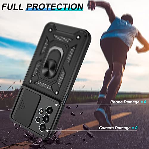 ATUMP Samsung A23 Case, Galaxy A23 5G/4G Case with HD Screen Protector, Heavy Duty Shockproof Protective Case with Magnetic Car Mount Ring Stand [Military Grade] Protective Case, Black