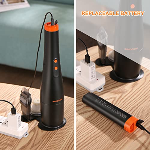 Cordless Handheld Vacuum, iMMDOKIN Mini Vacuum Dusbuster Portable 8000Pa Hand Vacuum Cleaner Car Vacuum with LED Headlights, Replaceable Battery& Base for Car Interior, Pet Hair, Home, Office Cleaning