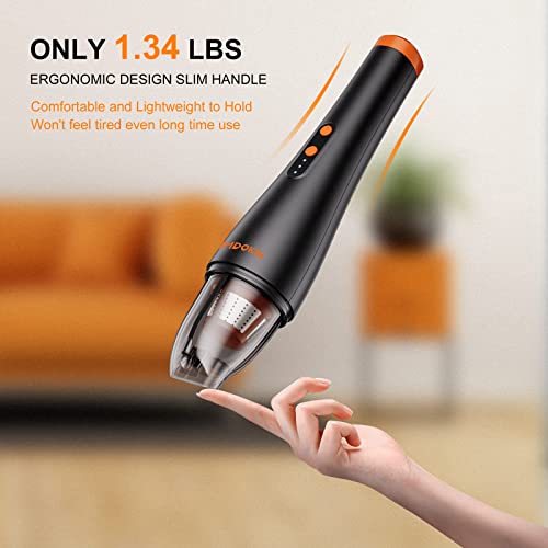 Cordless Handheld Vacuum, iMMDOKIN Mini Vacuum Dusbuster Portable 8000Pa Hand Vacuum Cleaner Car Vacuum with LED Headlights, Replaceable Battery& Base for Car Interior, Pet Hair, Home, Office Cleaning