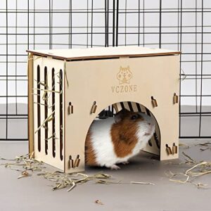 VCZONE Rabbit Hay Feeder House, Wooden Feeder House for Guinea Pigs Bunnies Chinchillas Hamster，Small Animals Hay Feeder House Less Wasted