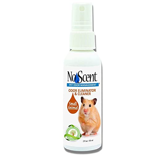 No Scent Small Animal Cage Cleaner for Hamster, Guinea Pig, Rabbit Pet Odor Spray for Urine, Poop & Stains (2 Fl Oz / 59 mL)
