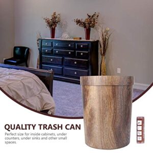 FAVOMOTO Vintage Plastic Trash Can 10L Round Wastebasket Farmhouse Garbage Bin Container for Home Office Bedroom,Bathroom Light Brown Bamboo Waste Basket