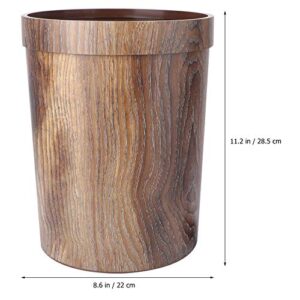 FAVOMOTO Vintage Plastic Trash Can 10L Round Wastebasket Farmhouse Garbage Bin Container for Home Office Bedroom,Bathroom Light Brown Bamboo Waste Basket
