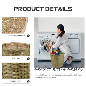 PATKAW Bamboo Woven Wastebasket Round Trash Can Rattan Storage Basket Wicker Waste Basket with Lid Garbage Container Bin for Bedroom Bathroom Office Home