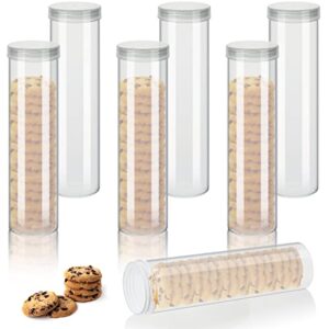6 Pieces Round Cracker Containers Saltine Cracker Sleeve Storage Container Plastic Cracker Keeper with Lid Airtight Spaghetti Container Clear Cylinder Cookie Holder for Food Pantry Cereal Chips