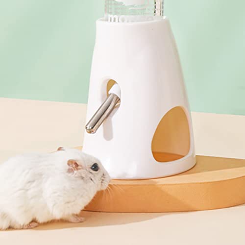 POPETPOP Hamster Water Bottle with Stand Small Animals Water Bottle Hanging Water Feeding Bottles Auto Dispenser for Dwarf Hamsters Guinea Pigs Rats Mice Gerbils - White
