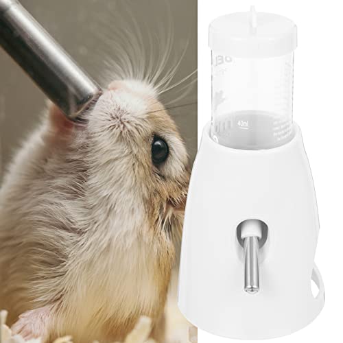 POPETPOP Hamster Water Bottle with Stand Small Animals Water Bottle Hanging Water Feeding Bottles Auto Dispenser for Dwarf Hamsters Guinea Pigs Rats Mice Gerbils - White