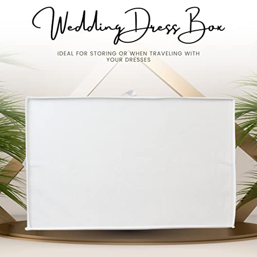 Hoesh International Wedding Bridal Gown Dress Clothes Storage Travel Box Under Bed Storage Box with Acid Free Tissue Paper (White)