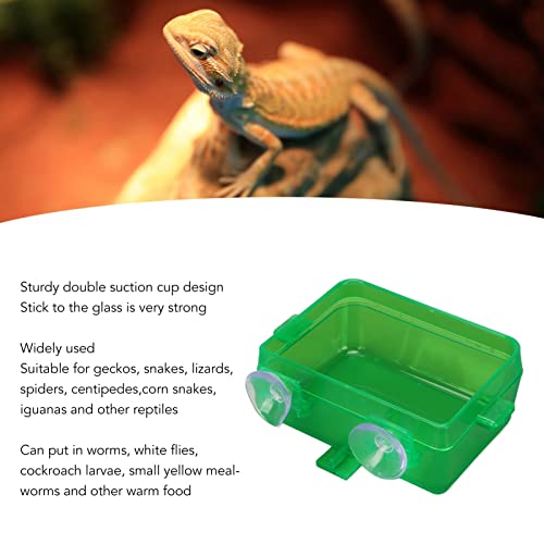 Zerodis Suction Cup Reptile Feeder, Green Wall Reptile Feeder Gecko Lizard Escape Proof Food Water Bowl (S)