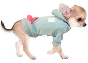 upgraded green szat pro teacup dog hoodies, 100% cotton puppy clothes for small dogs and cats, chihuahua clothes pullover sweaters for dog boys and girls xxx-small