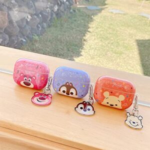 AirPods Pro 2 Case, Soft TPU Cover with Keychain Charm for Apple AirPod Pro 2nd Generation Lotso Huggin Bear Pink Color Disney Anime Animation Cartoon Cute Lovely Adorable Kids Girls Women