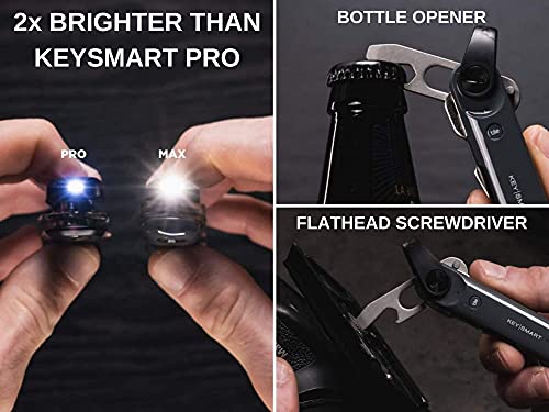 KeySmart Max - Compact Trackable Key Organizer w LED Flashlight and Tile Bluetooth Key Finder Technology (up to 14 Keys, Steel Gray) Bundle with KeySmart Pro (up to 10 Keys, Black)