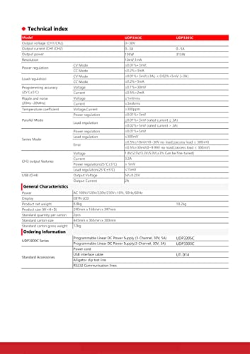UNI-T UDP3303A Linear DC Power Supply 3 Channels Cost-Effective Program Control 30V 5A 10mV/1mA M1~M5 Settings Buzzer Key Lock