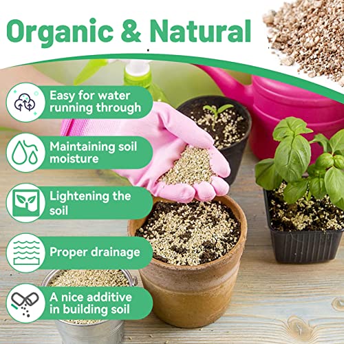 Organic Vermiculite Bulk, Horticultural Vermiculite for Plants, Soil Additive for Potted Plants, Vermiculite Coarse Hydroponic for Succulent Orchid Gardening Reptiles 3Qt