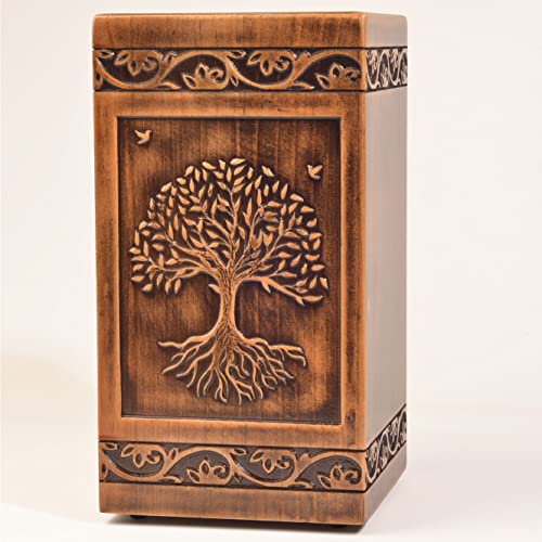 engmvwod Handmade Wooden Engraved Urn for Human Ashes 250lbs Adult Male Female Satin Bag Tree of Life Cremation urns pet Dog cat Box