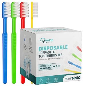 pruvade 144 pack disposable toothbrushes with toothpaste, built in - prepasted toothbrushes individually wrapped |single use waterless tooth brush with soft bristles for airbnb, hotel, camping, travel