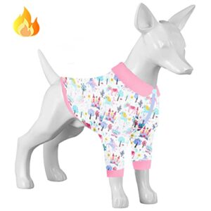 LovinPet Dog Warm PJS with Buttons - Soft & Upgraded Lightweight Fabric Fairytale Multi Prints Dog Clothes, Fashionable Dog Flannel Shirt, Suitable for Small to Medium to Large Dog Breeds,S+