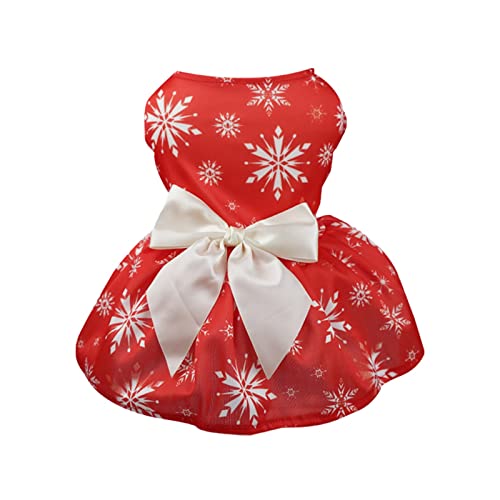 Christmas Dog Costume Pet Cat Funny Holiday Party Cosplay Santa Dress Up Apparel for Cats and Small Dogs Christmas Print Pet Christmas Dress Pet Clothes Closet (Red, L)