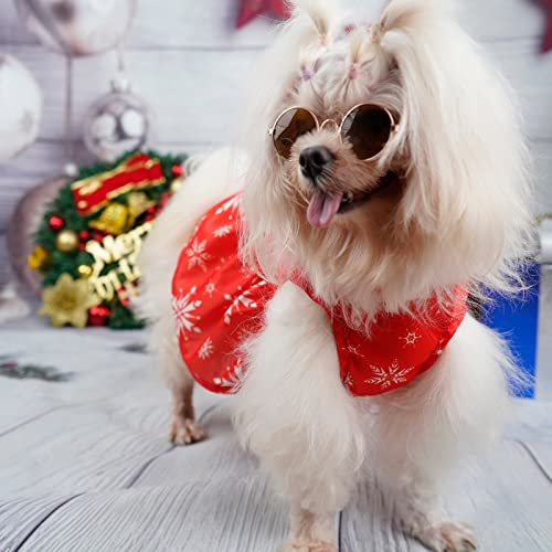 Christmas Dog Costume Pet Cat Funny Holiday Party Cosplay Santa Dress Up Apparel for Cats and Small Dogs Christmas Print Pet Christmas Dress Pet Clothes Closet (Red, L)