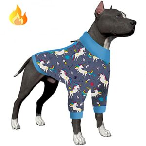 lovinpet big dog pet pjs - easy-off upgrade flannel fabric clothes for dogs, colored unicorn rocket printing grey prints dog clothes, warm dog clothes for small dog breeds,grey