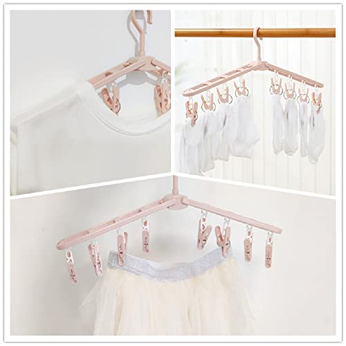 Fineget Portable Clothes Travel Hangers with Clips Clothing Drying Racks Socks Lingerie Plastic Non Slip Skirt Hangers Closet Laundry Organization Hangers (Travel Hangers Combination Set 10, 3 PCS)