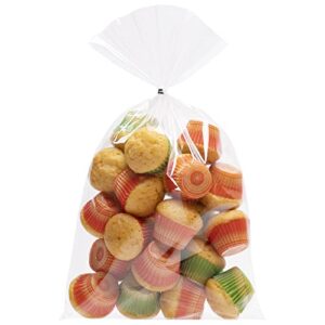 Bosose 100 Pcs 6 in x 10 in Clear Flat Cello Cellophane Treat Bags with 4.8" Twist Ties Mix Colors - Good for Bakery, Cookies, Candies,Dessert