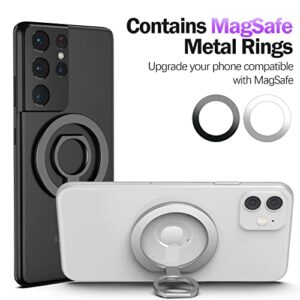MagSafe Phone Grip, MagSafe Ring Holder Adjustable Kickstand Removable Magnetic Grip Compatible with Wireless Charging Only for iPhone 14 & 13 & 12 Series (Black)