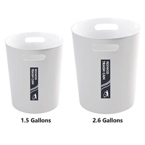 REXWOD Small Trash Can Wastebaske 1.5 Gallon Garbage Bin Round for Small Space Bathroom Office Bedroom,White 2 Pack