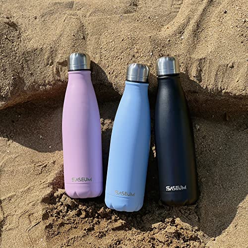 SASEUM Kids Insulated Metal Water Bottles 17oz Stainless Steel Double Wall Vacuum Thermal Flask with Lid Keep Cold for 24 Hours and Hot for 12 Hours Water Jug for School,Sports-Pink