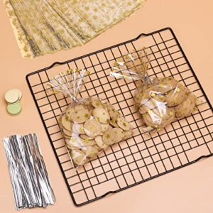 Bosose 100 Pcs 5"X 7" Star Goodie Bags Gift Wrap Cello Cellophane Treat Bags Party Favor Bags Clear Candy Cookie Bags Plastic Poly Goodie Storage Bags with Twist Ties for Bakery,Birthday, Wedding
