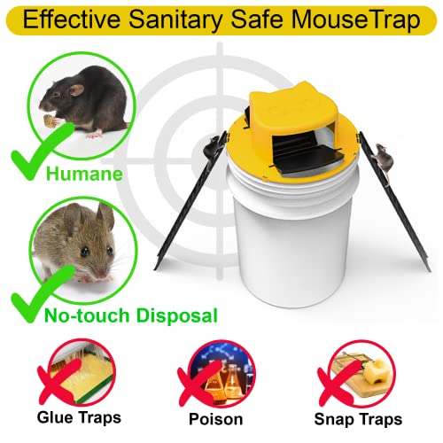 Rat Trap, Automatic Reset Rat Catching Traps, Reusable Bucket Mouse Trap, Flip Slide Bucket Lid Mouse, 2 Ramps, Humane Rat Traps, 5 Gallon Bucket Compatible, Friendly to Children & Pets - 2 Packs