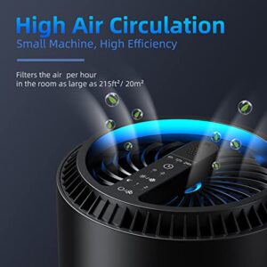 AROEVE Air Purifiers(Black) for Home with Three H13 HEPA Air Filter(One Basic Version & Two Standard Version) For Smoke Pollen Dander Hair Smell In Bedroom Office Living Room and Kitchen