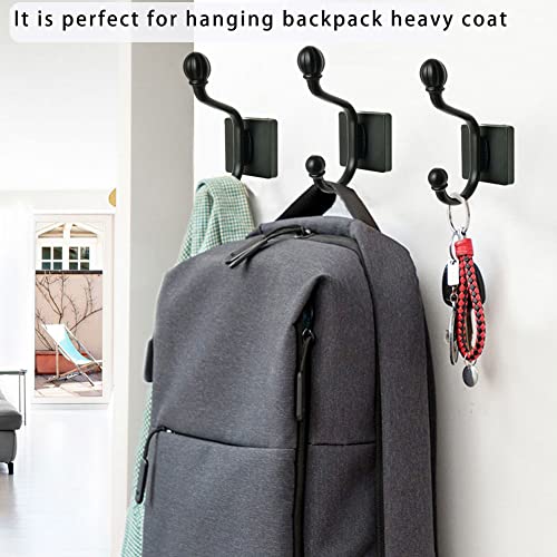 SIJESSIE Black Towel Coat Hooks for Wall, Square Coat Robe Hooks Heavy Duty for Towels Clothes Closet Jackets Coats Backpack Wall Hook for Bathroom Bedroom Hallway Entryway Hotel Pool 2 Pack (Black)