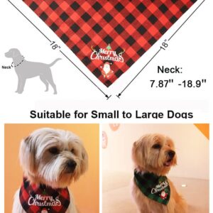 2 Pack Holiday Dog Bandana, Christmas Plaid Dog Bandana Pets Scarf Triangle Bibs Kerchief Set Pet Costume Accessories Decoration for Small Medium Large Dogs Cats Pets (Red and Green 2)