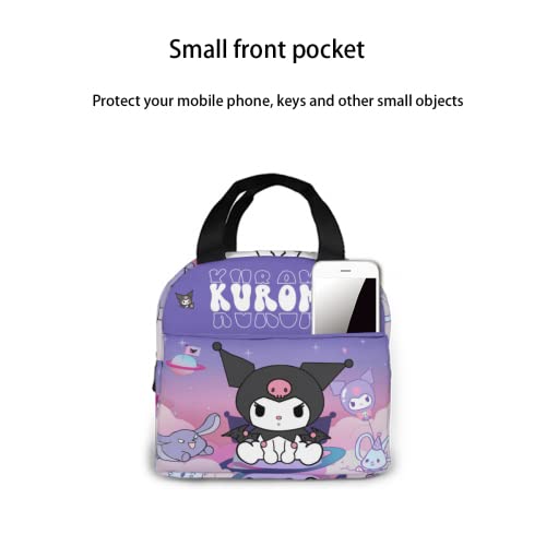 Kawaii Anime Lunch Box Portable Insulated Lunch Bag reusable waterproof portable thermal insulation bag lunch tote lunch box cooler bag with zipper for Boys/Girls