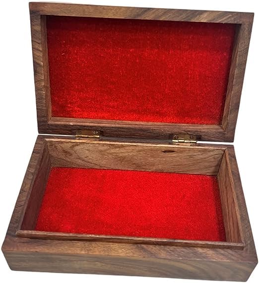 collectiblesBuy Handmade Wooden Box Hinged Lid Brown keepsake Unfinished Jewelry and DIY Crafts Storage Box for Women Jewel Organizer Golden Floral Print Decorative Wood Stash Boxes Walnut Finish