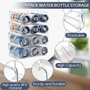 GELBEKUH 4 Pack Water Bottle Storage Stackable Water Bottle Organizer Water Bottle Rack, Soda pop, Sports Drinks, Wine, Bottle Holder for Kitchen, Cabinet, Countertop, Fridge (Clear)