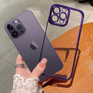 Bonoma Compatible with iPhone 14 Pro Max Case, Clear Plating Bumper Soft TPU Cover with Camera Shockproof Protective Cover for iPhone 14 Pro Max, Purple